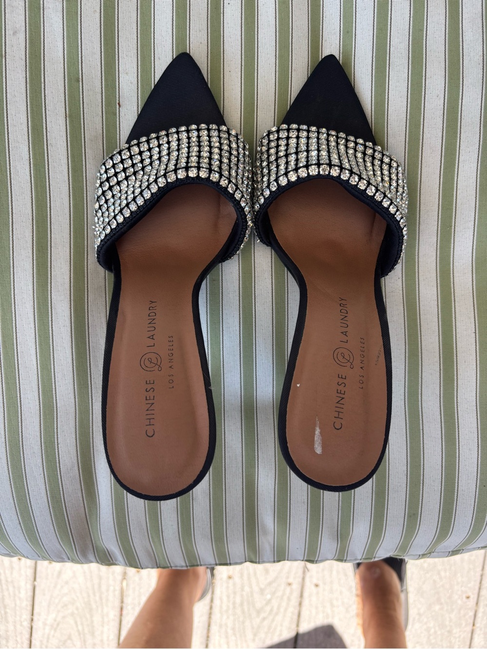 Chinese Laundry Black Pointed-Toe “diamonds are a girl’s best friend heel